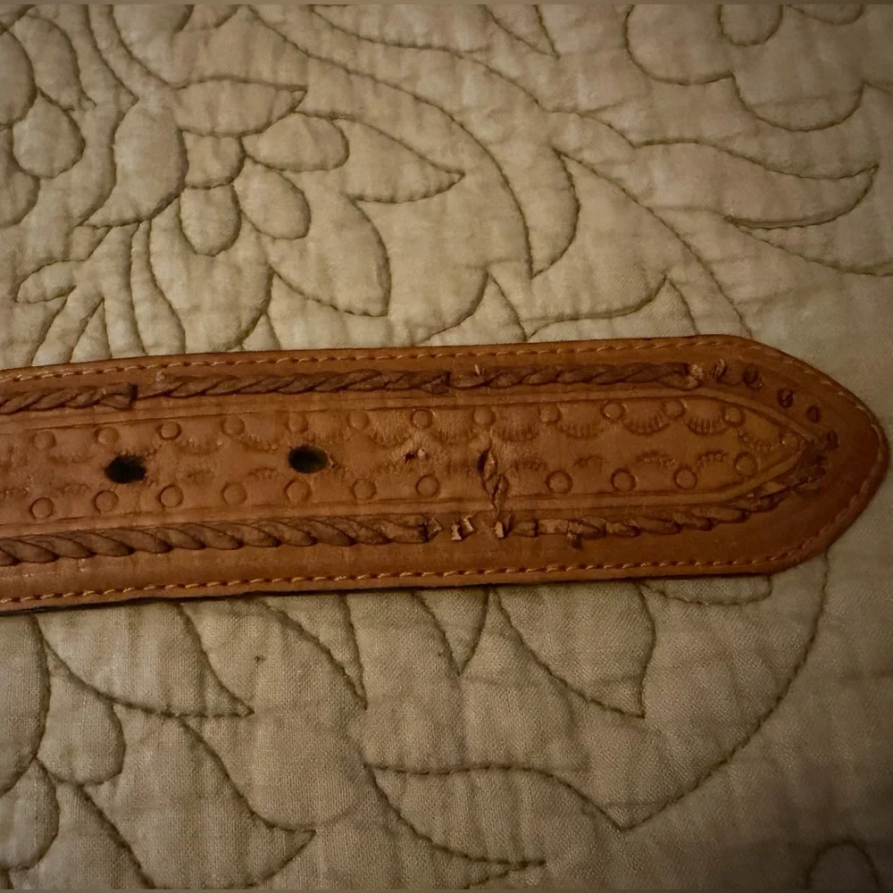 Justin Boots Black Brown Laced Leather Western Belt With Silver Conchos, Size 38